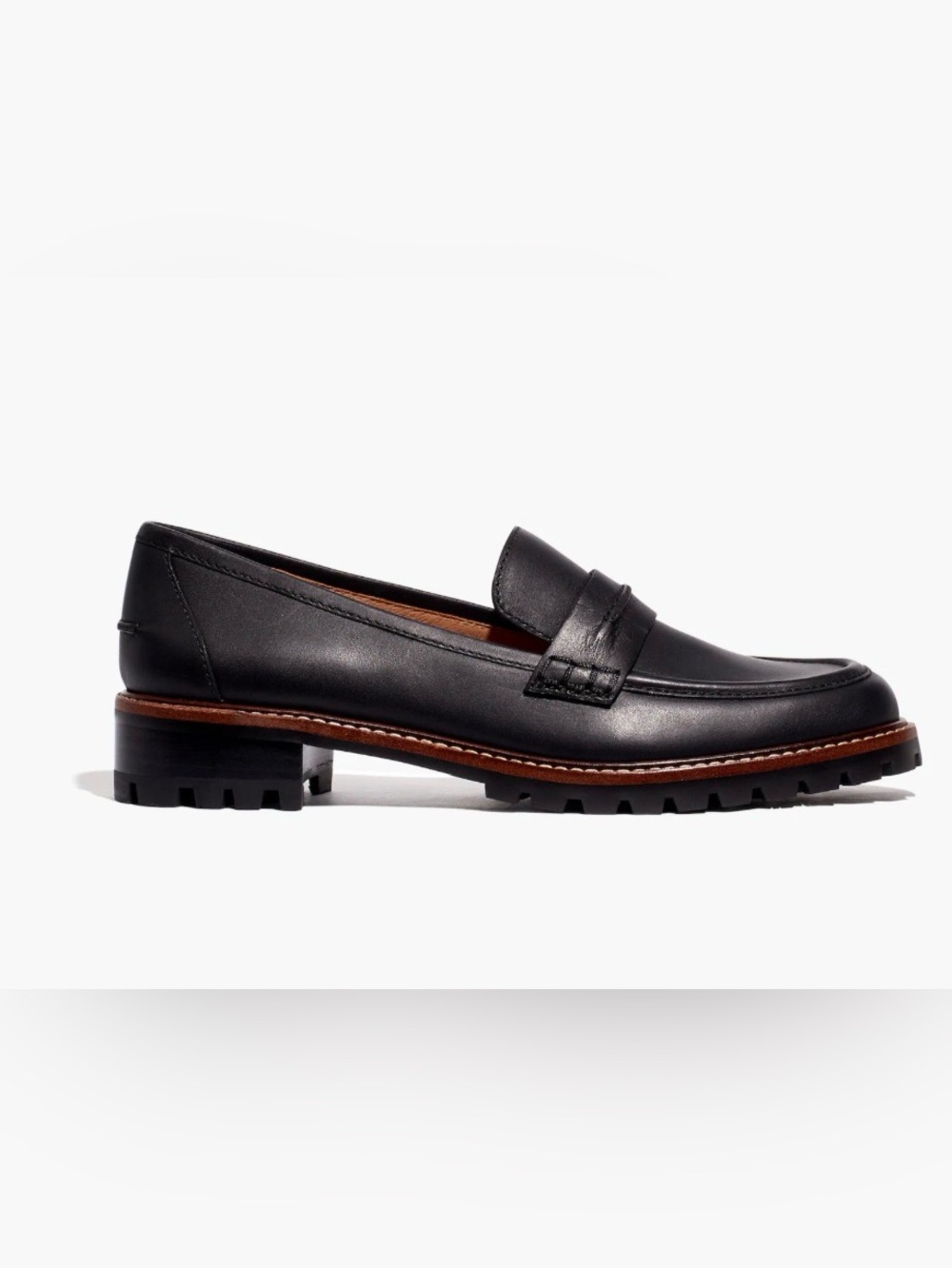 Madewell The Corrine Lug Sole Black Loafer size 8